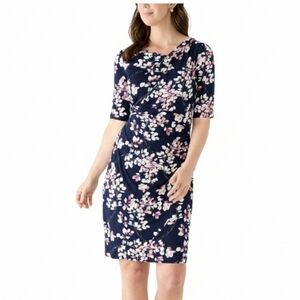 NWT Connected Apparel Knee-Length Faux Wrap Floral Dress, Size 12